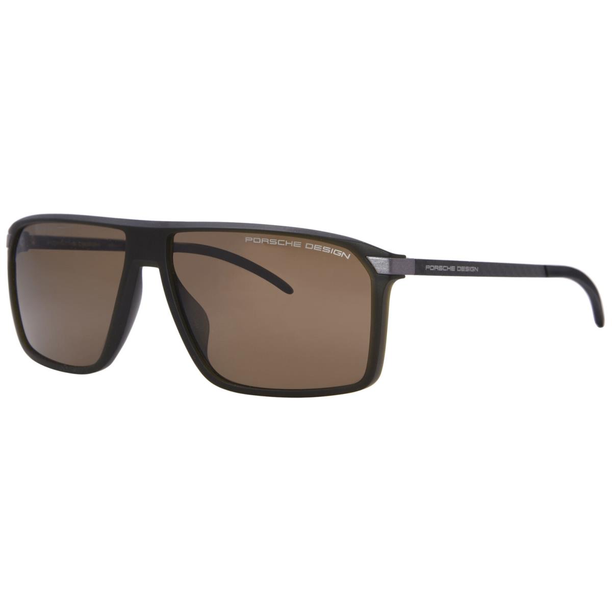 Porsche Design P8653-C Sunglasses Men`s Olive/brown Rectangle Shape 60mm