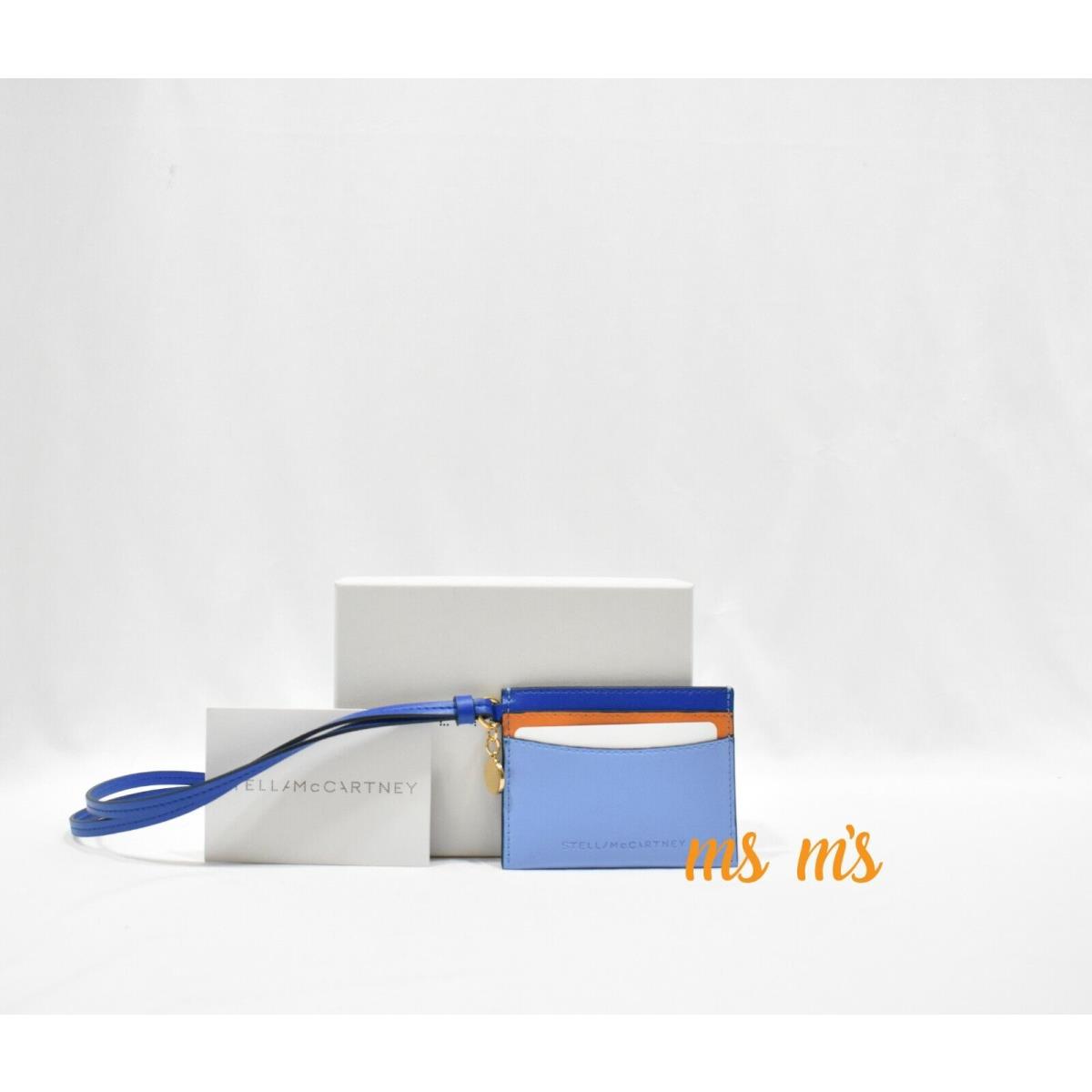 Stella Mccartney Sky Blue Color Block Leather Card Holder Wallet