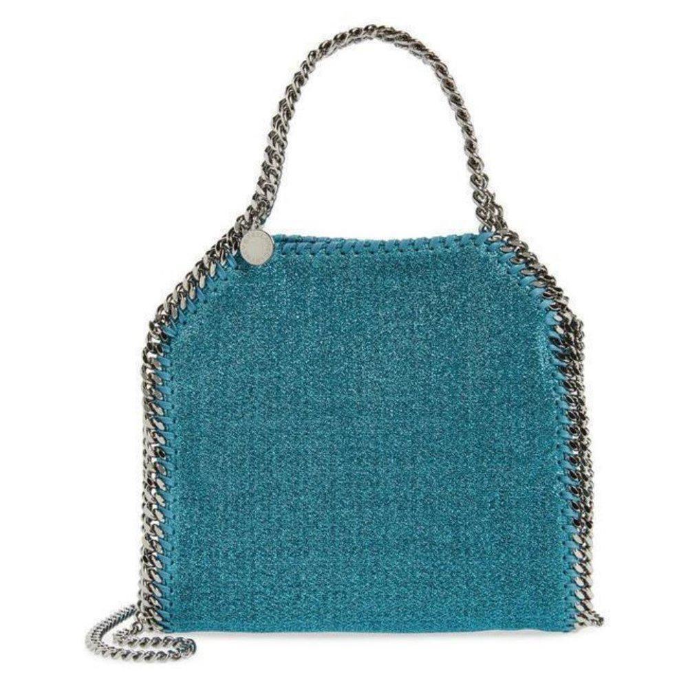 Stella Mccartney Teal Mini Falabella Metallic Blue Leather Cross