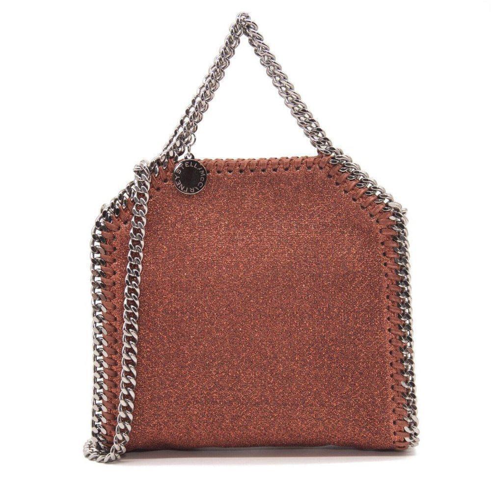 Stella Mccartney Tiny Falabella Metallic Copper Lurex Red Leather