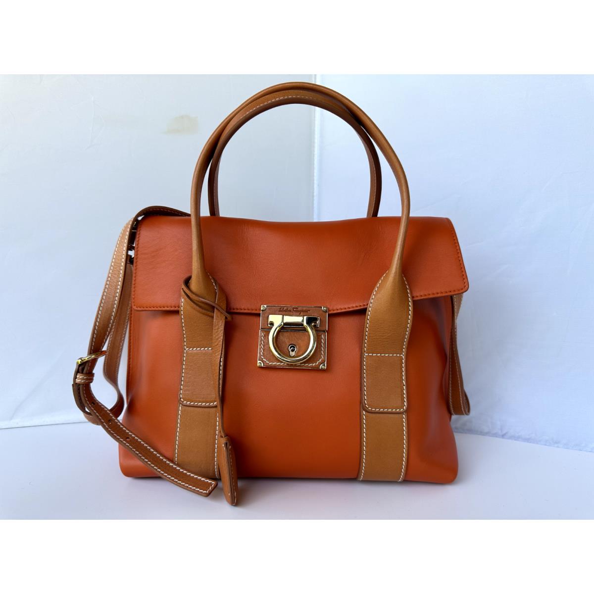 Salvatore Ferragamo Women`s Sookie Satchel Bag Orange Handbag