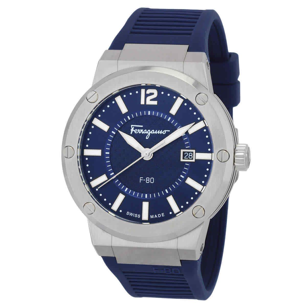 Ferragamo F-80 Quartz Blue Dial Men`s Watch SFHY01022