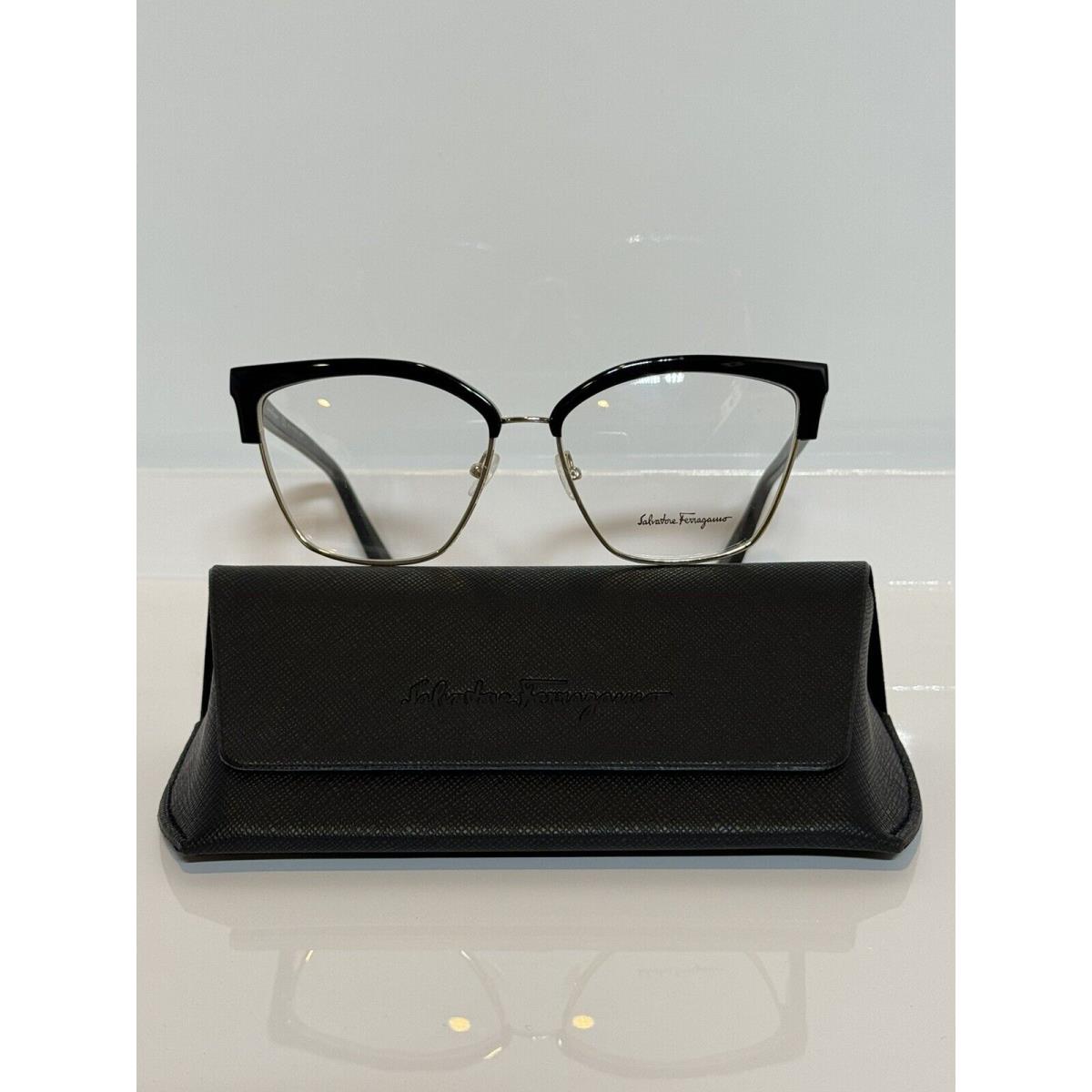 Salvatore Ferragamo 2210 017 Black Silver Metal Woman s Eyeglasses 57mm