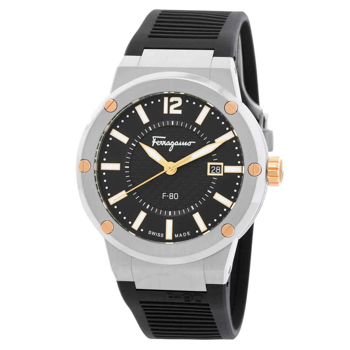 Ferragamo F-80 Quartz Black Dial Men`s Watch SFHY00120