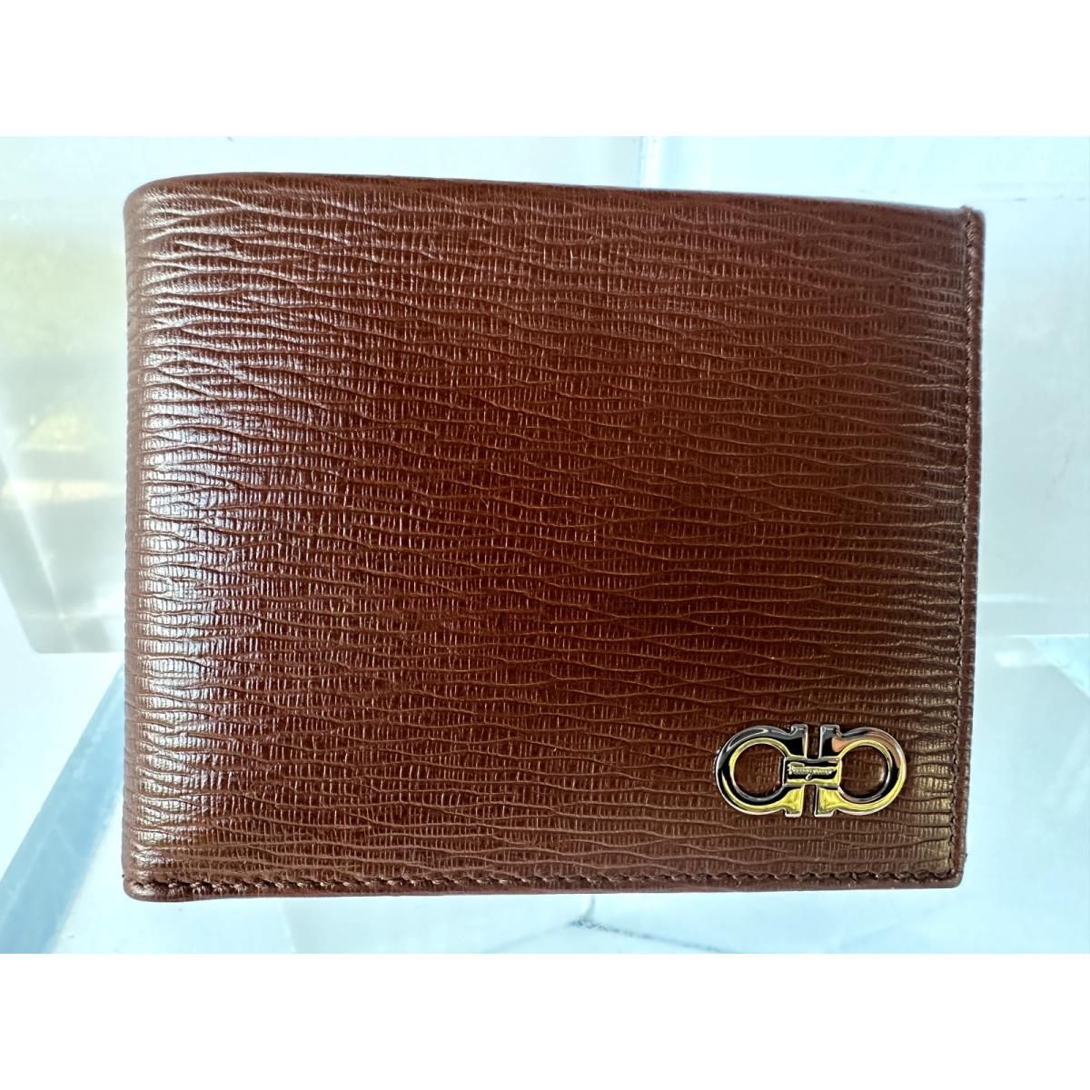 Salvatore Ferragamo Men`s Wallet Revival Bi-fold Brown CC Holder