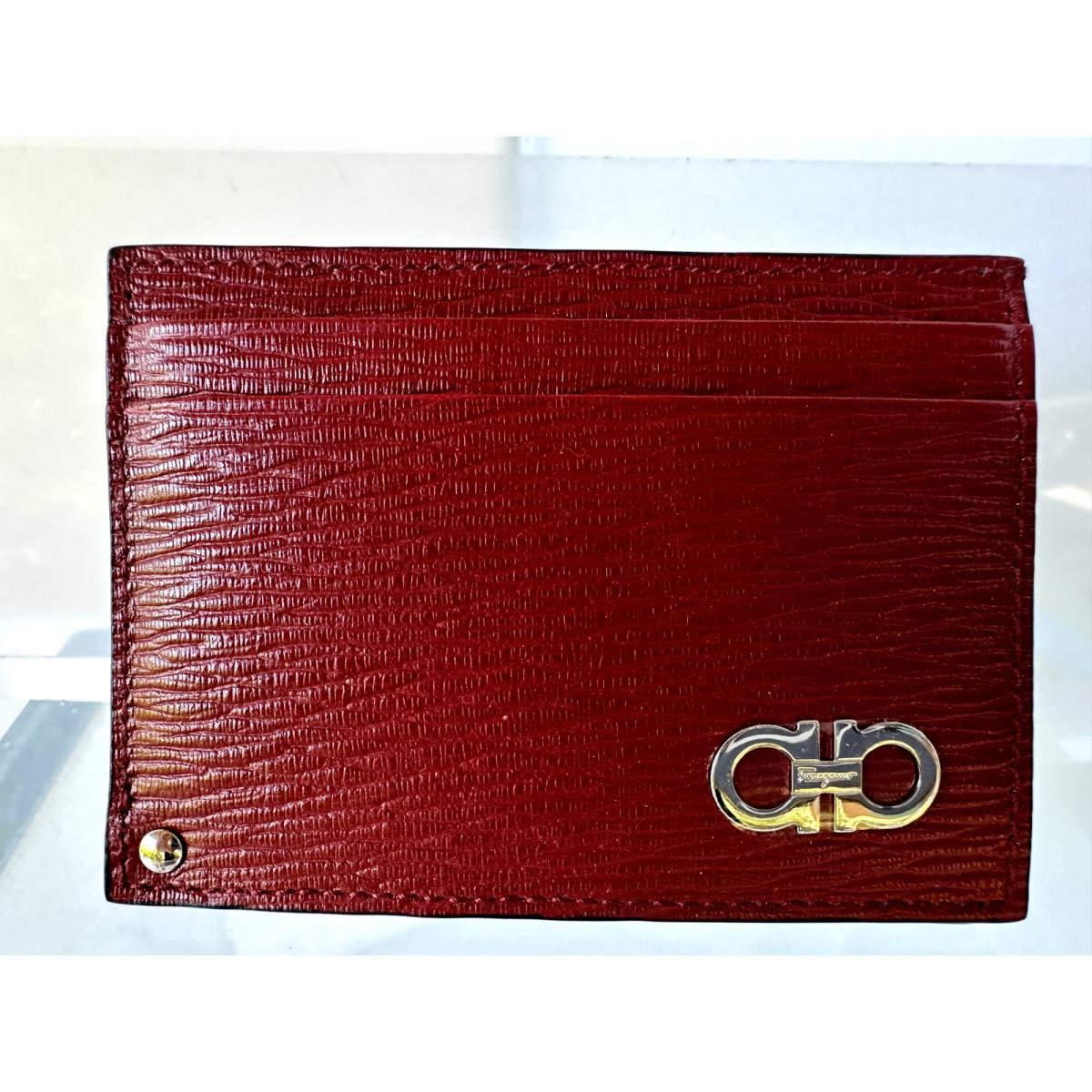 Salvatore Ferragamo Men`s Wallet Revival ID Pullout Card Case CC Holder Red