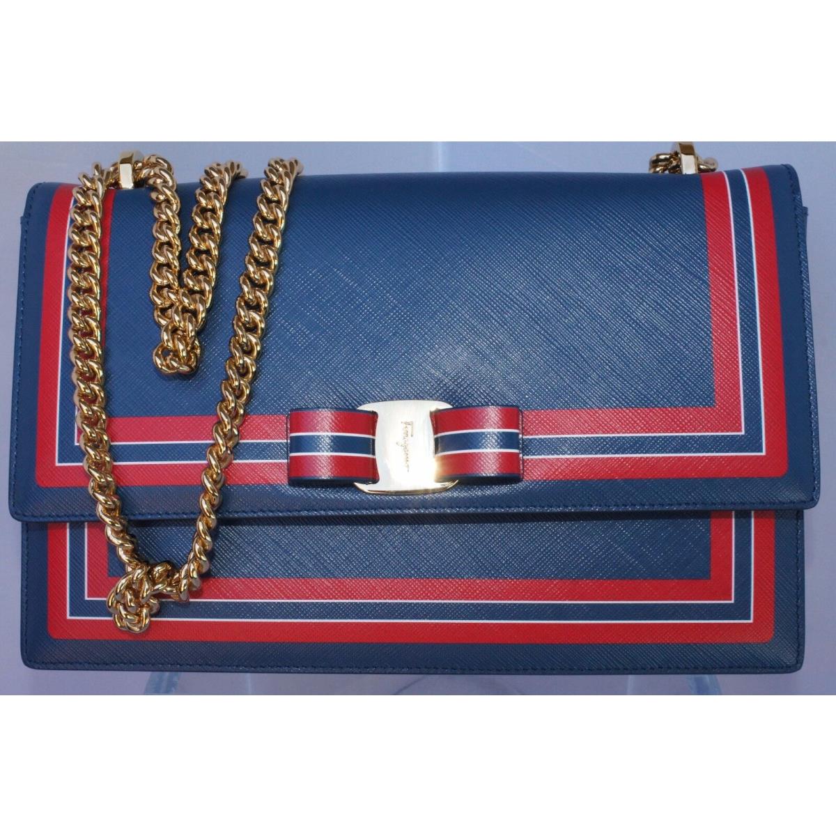 Salvatore Ferragamo Ginny Bag Blue Saffiano Clutch Crossbody