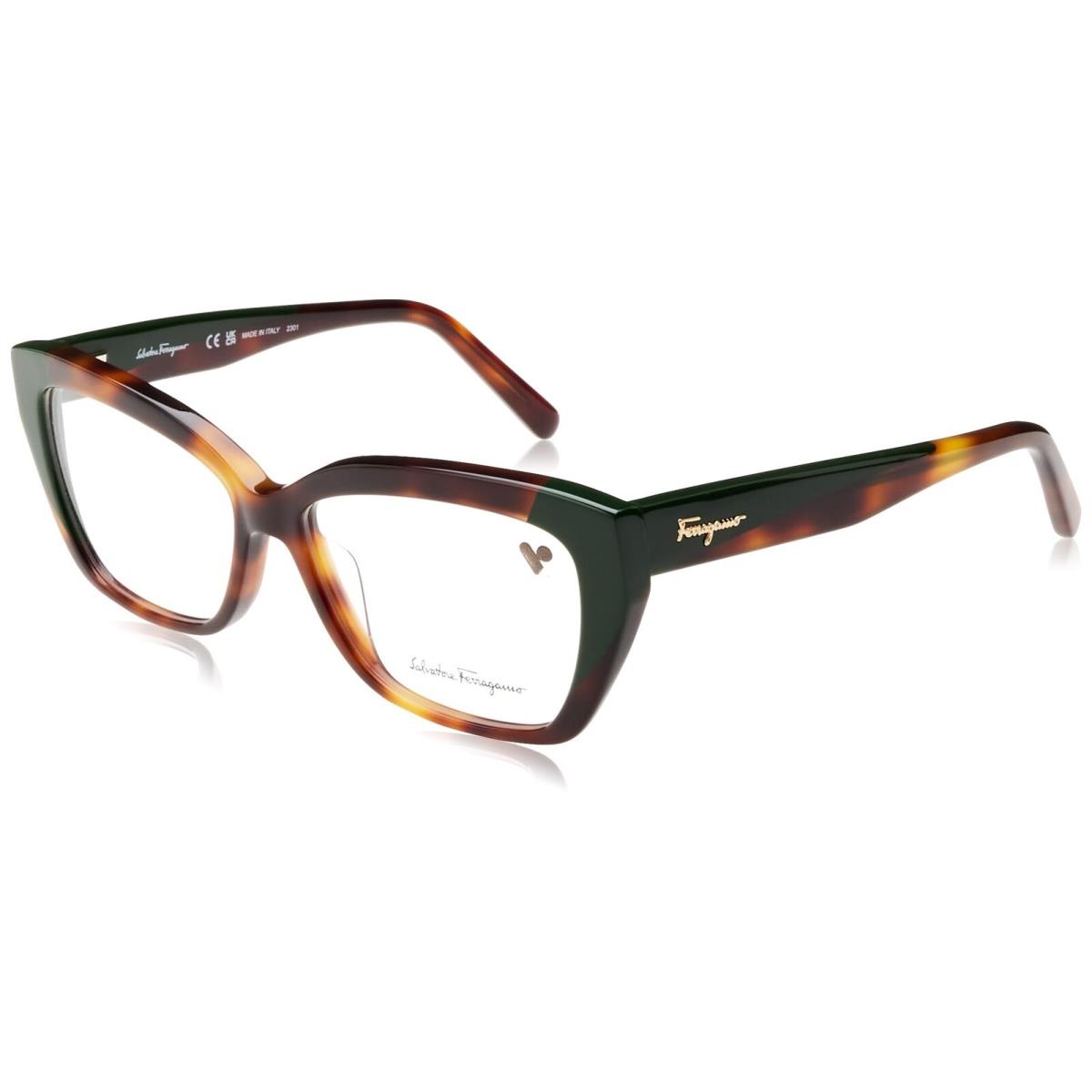 Salvatore Ferragamo SF 2938 220 Tortoise Dark Green Eyeglasses 53/14/140