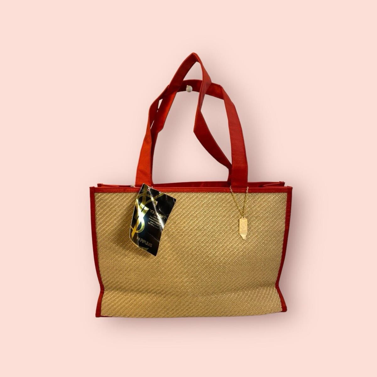 Yves Saint Laurent Ysl Parfums Vintage Luxury Designer Straw Shoulder Tote Bag