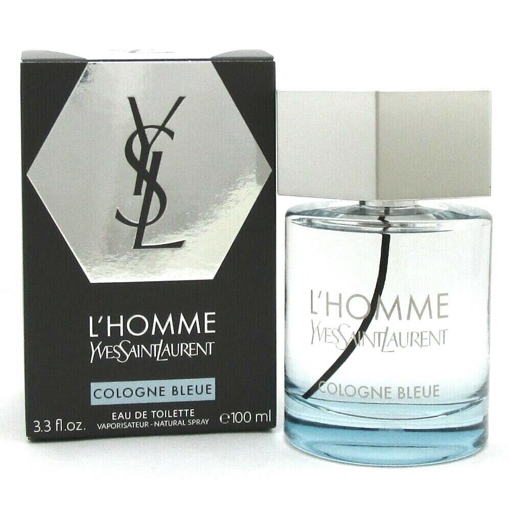 L`homme Cologne Bleue by Yves Saint Laurent 3.3 Oz. Edt Spray. NO Cellophane