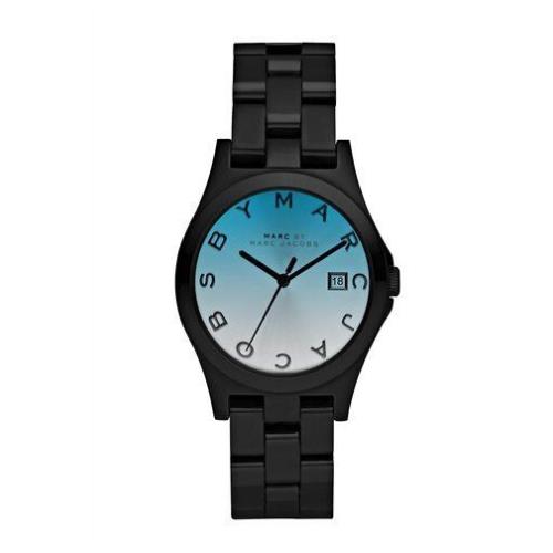 Marc Jacobs Henry Black Tone Blue Crystal Gradient Dial Bracelet Watch MBM3089