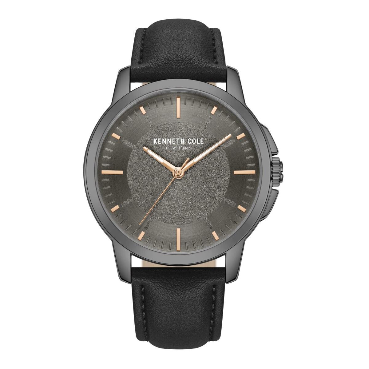 Kenneth Cole York Men`s Watch with Black Leather Strap KCWGA7001004