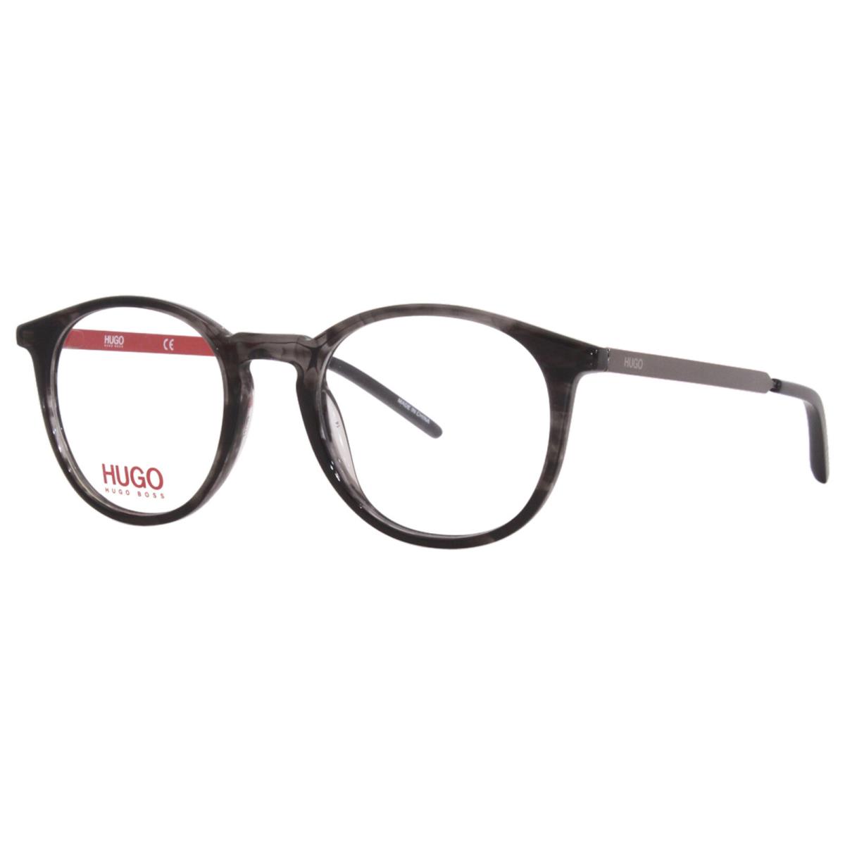 Hugo Boss HG-1017 Pzh Eyeglasses Men`s Striped Grey Full Rim Round Shape 49mm