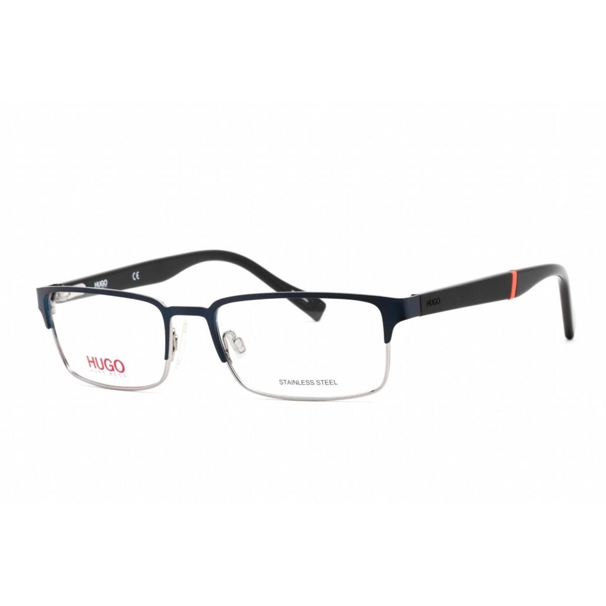 Hugo Boss Men`s Eyeglasses Rectangular Blue/ruthenium Frame HG 0136 0KU0 00