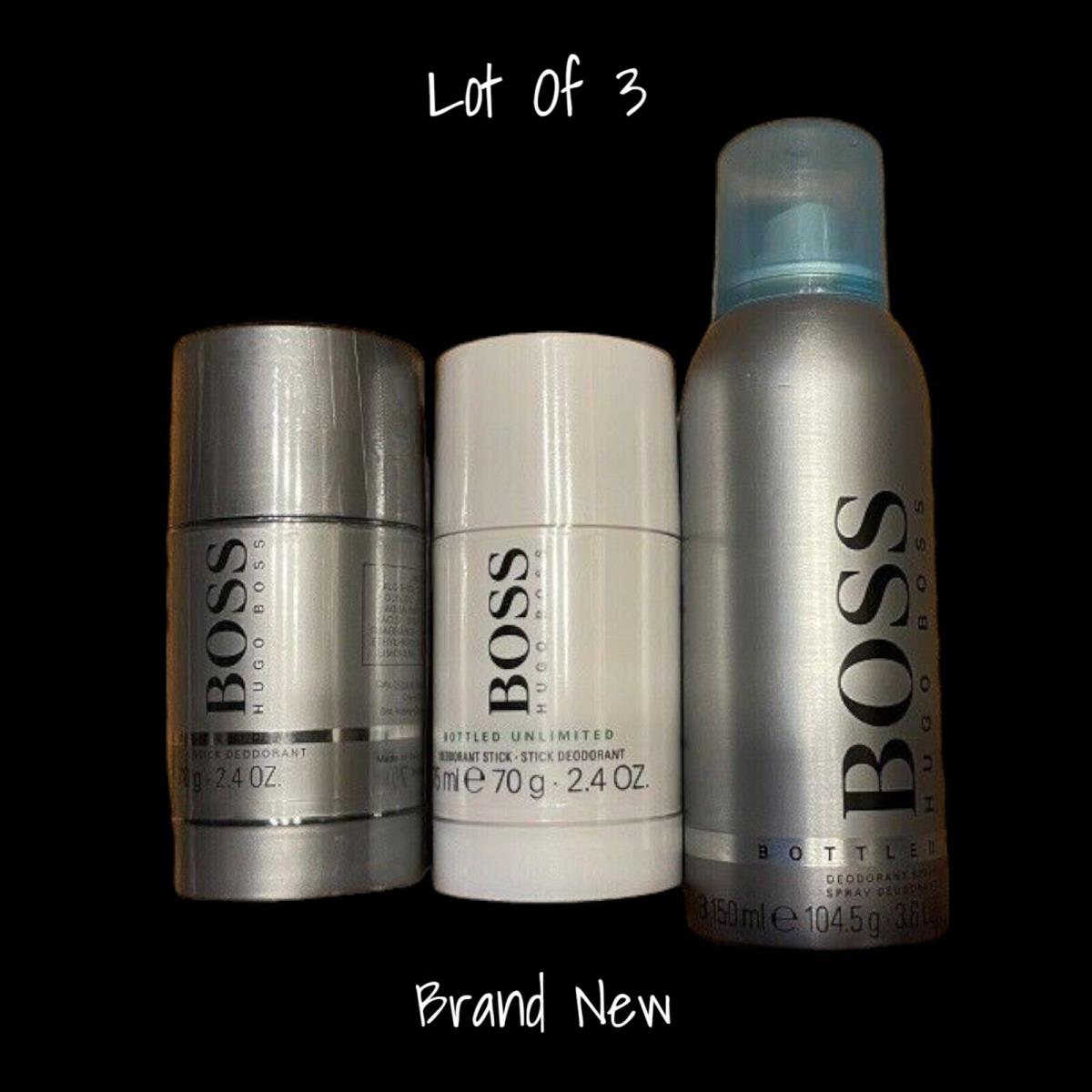 Hugo Boss Bottled Deodorant Spray Stick Lot Of 3