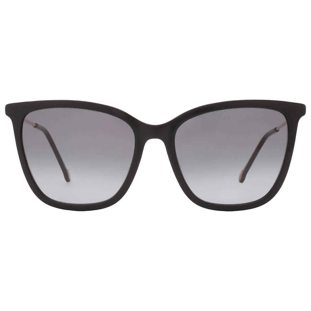 Carolina Herrera Grey Gradient Cat Eye Ladies Sunglasses CH 0068/S 0807/9O 57 - Frame: Black, Lens: Grey