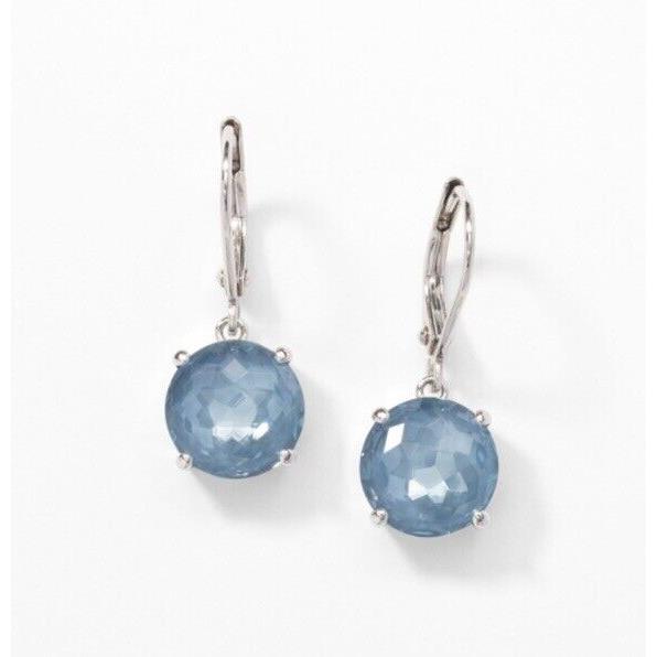 Swarovski Touchstone Crystal 1 Drop Earrings Blue Rhodium