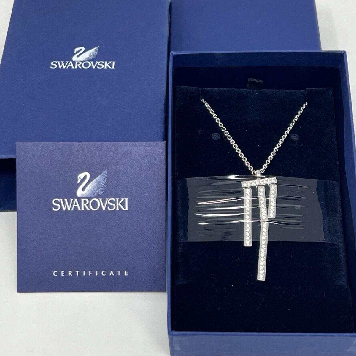 Swarovski Crystal 3 Line Vertical Dangle Pendant Necklace 1515289 Mnib