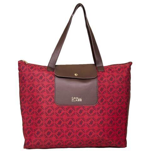 Cavalli Class Women`s Large Tote Handbag Printed Red