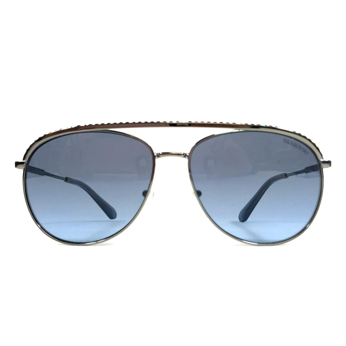 Swarovski Sunglasses SK7005 40098F Silver Aviators with Blue Gradient Lenses