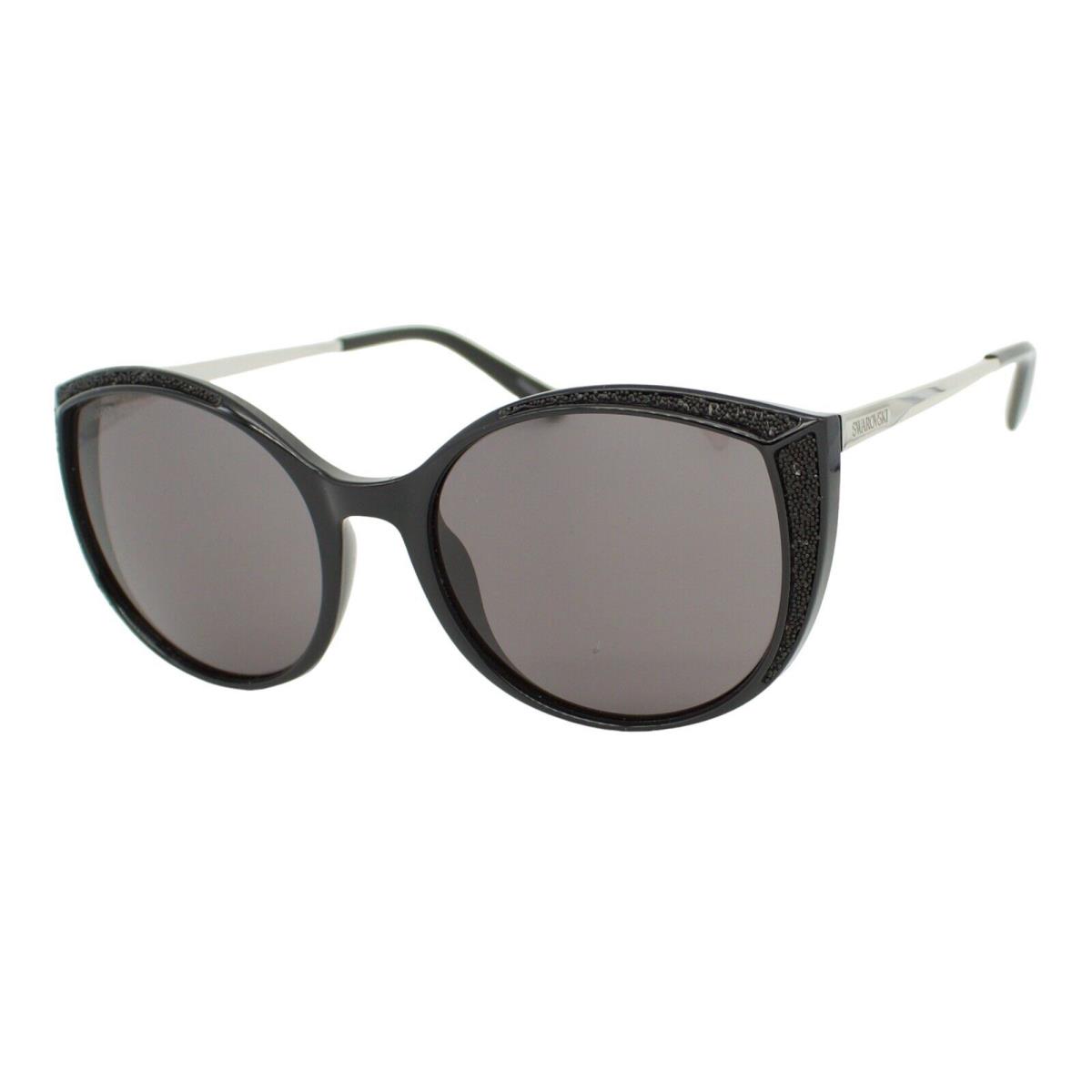 Swarovski SK 168 01A Shiny Black Silver Women`s Cat Eye Sunglasses 55-19-140