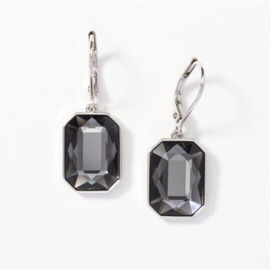 Swarovski Touchstone Crystal Earrings Graphite 1 1/4 Rhodium Condition