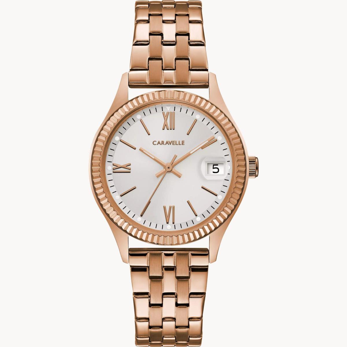 Caravelle by Bulova Women`s Dress Quartz Watch Stainless Rose Gold-tone 44M115