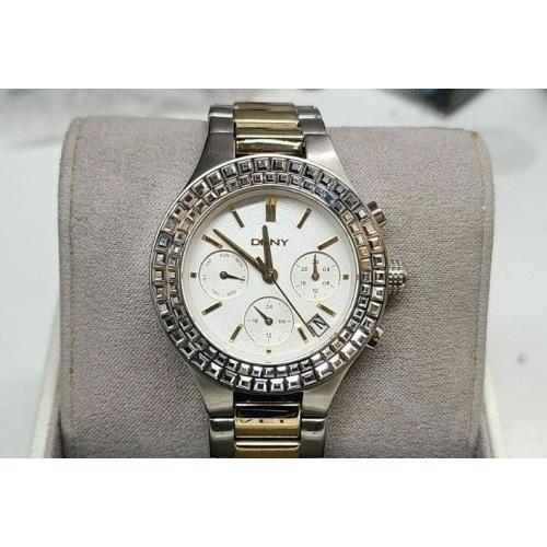 Dkny NY2260 Chambers White Dial Two Tone Stainless Chronograph Women`s Watch