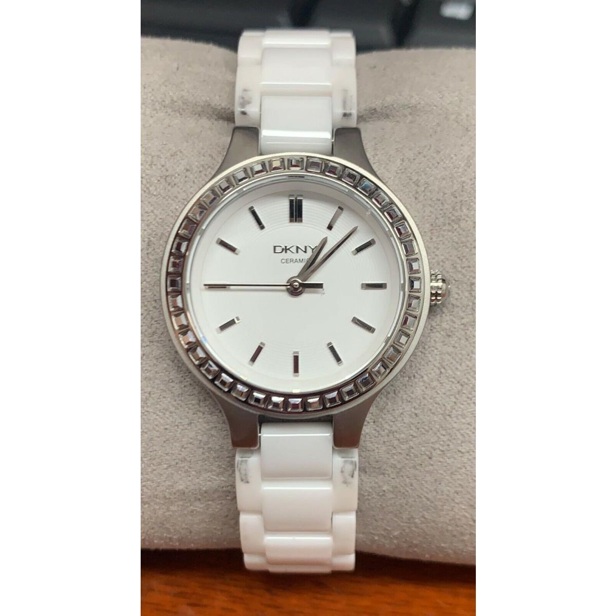 Dkny Women`s White Ceramic Band Steel Case Quartz Analog Watch NY2249