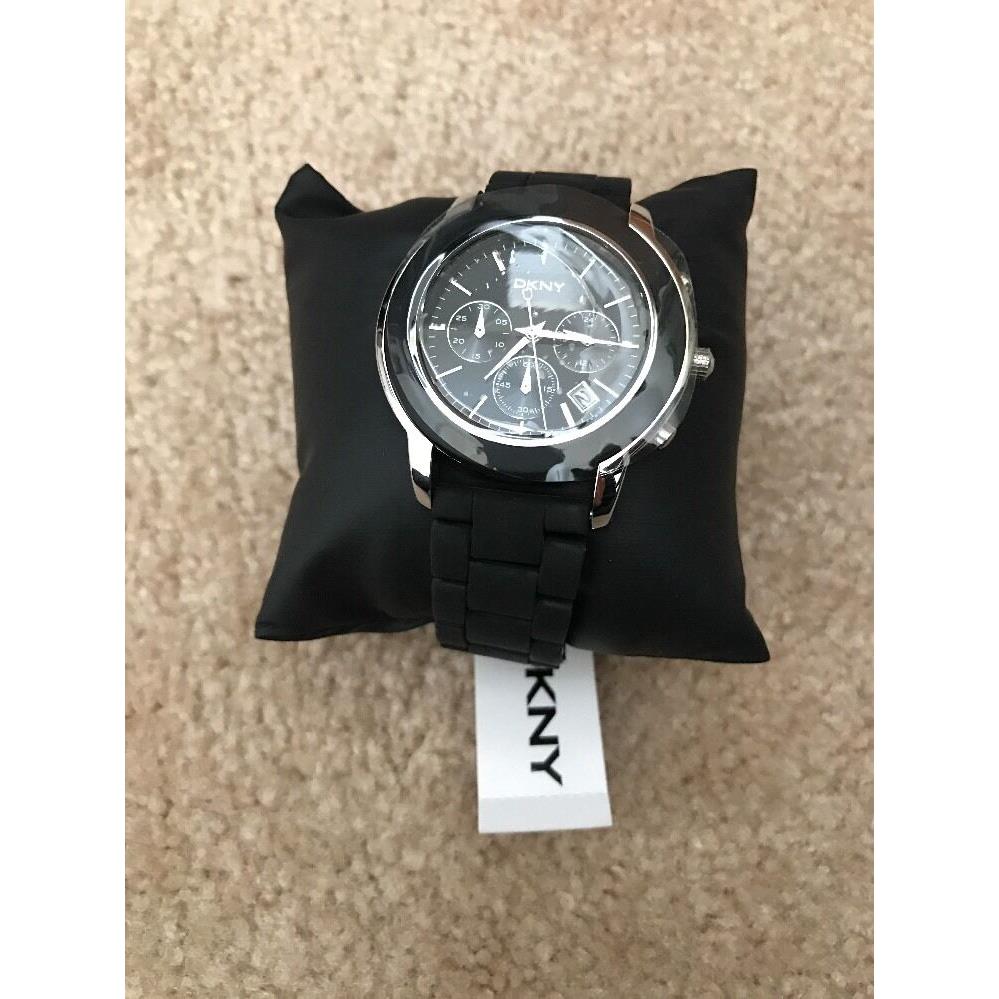 Dkny Ladies Blk Acrylic Chronograph Watch. NY8355