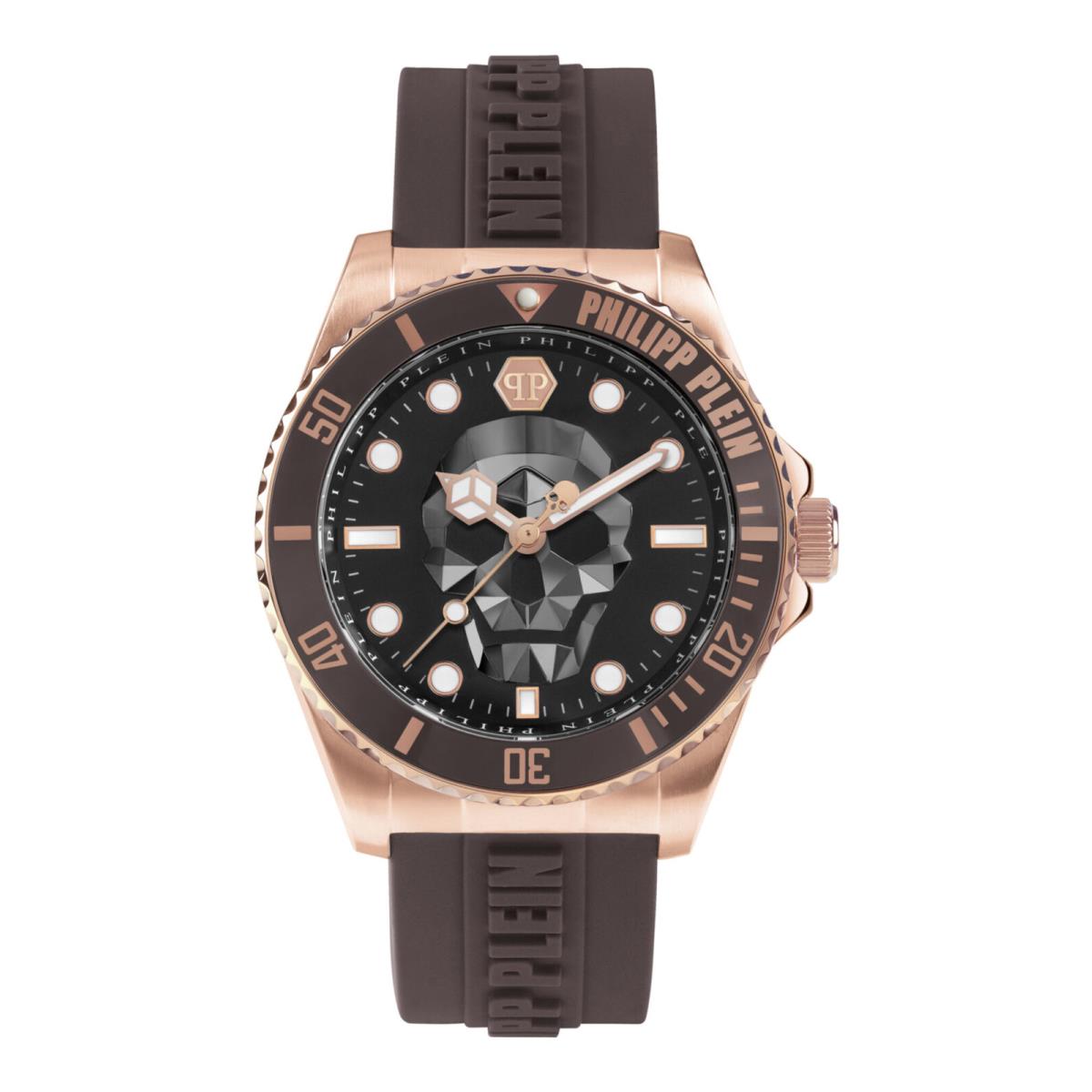 Philipp Plein Mens The $kull Rose Gold 44mm Strap Fashion Watch