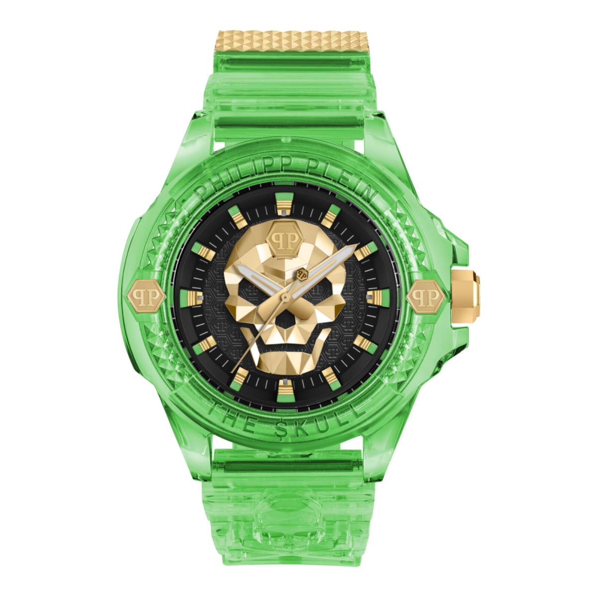 Philipp Plein Mens Green 44mm Strap Fashion Watch