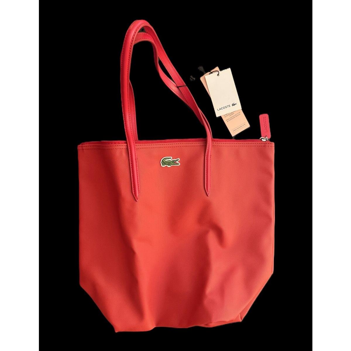 Lacoste Women Vertical Tote Bag 25CM Drop Solid Red Color NF0647PO