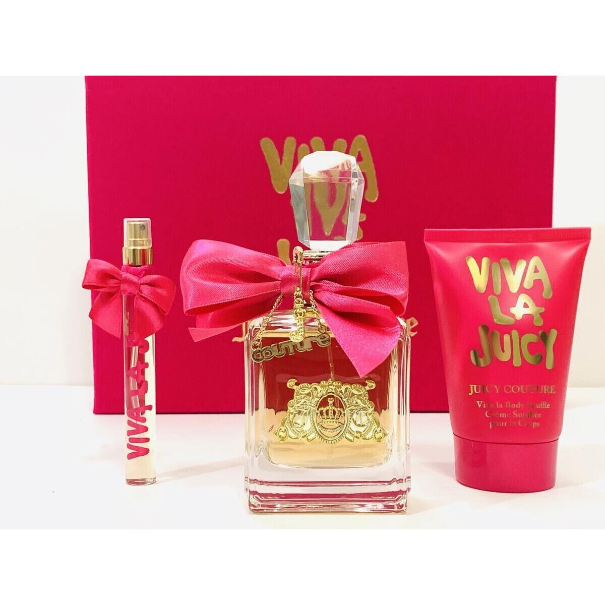 Viva la Juicy By Juicy Couture Women 3Pc Set 3.4 oz 0.34 oz Edp Spray BL