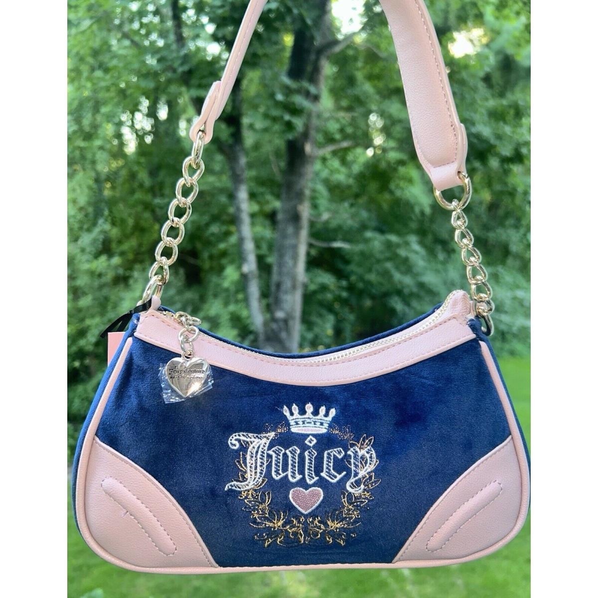 Juicy Couture Velour Heritage Shoulder Bag Regal Blue