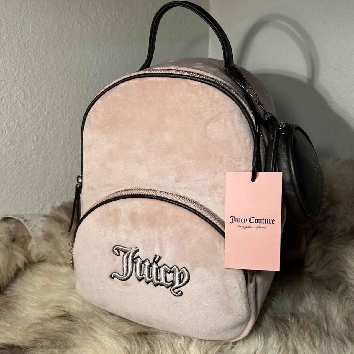 Juicy Couture Queen Of Everything Velour Backpack - Dusty Blush Chocolate