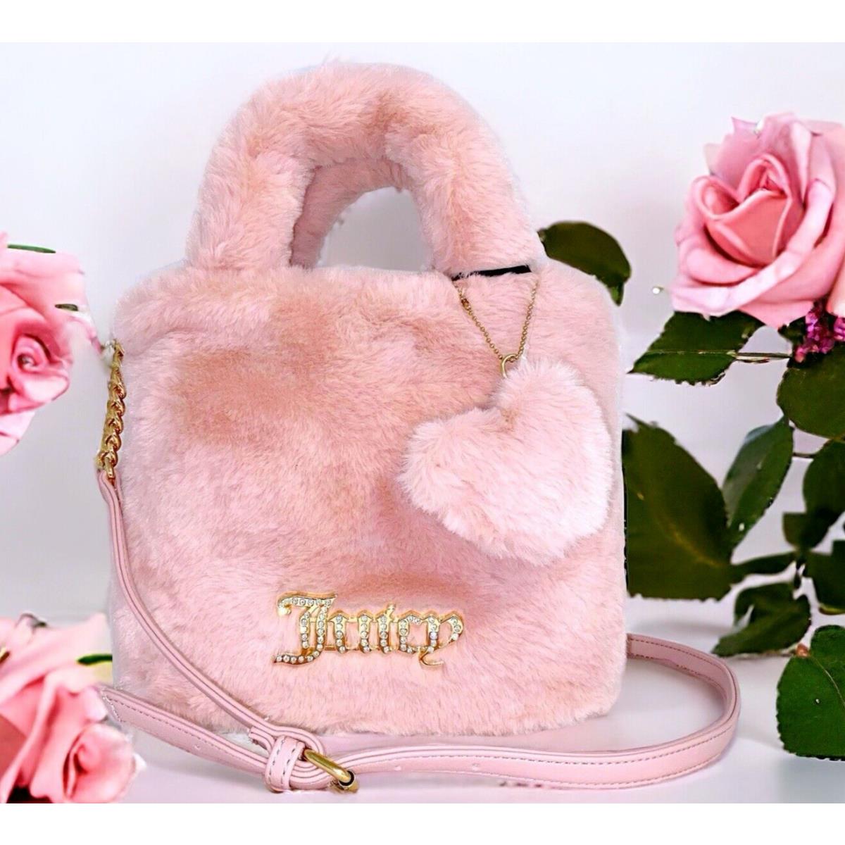 Juicy Couture Purse Pink Furry Fluffy Mini Tote Fluffy Furry Heart Bag Charm