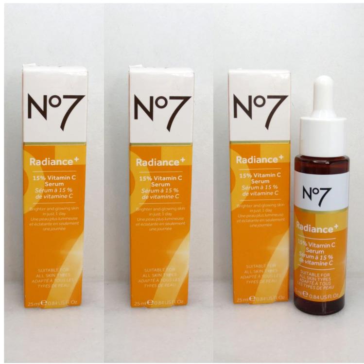 No7 Radiance+ 15% Vitamin C Serum 0.84 OZ Boxed Lot OF 3