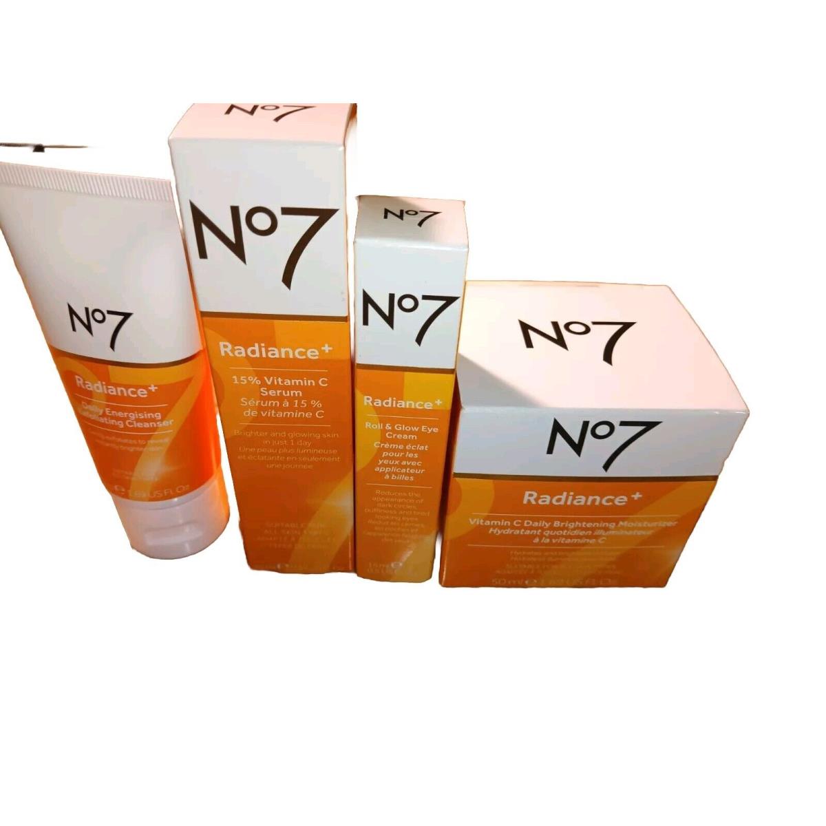 No 7 Radiance+ Vitamin C Daily Brightening Moisturizer/vitamin C Serum 4pc Lot