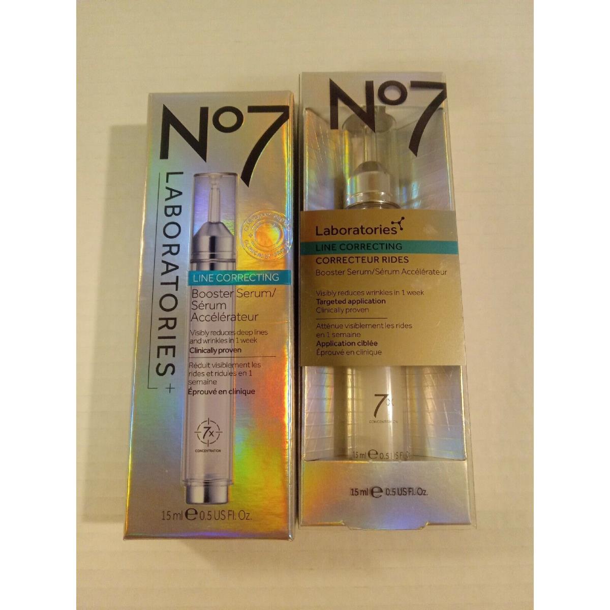 No 7 Laboratories Line Correcting Booster Serum 0.5oz / No7 Skincare Lot Of 2