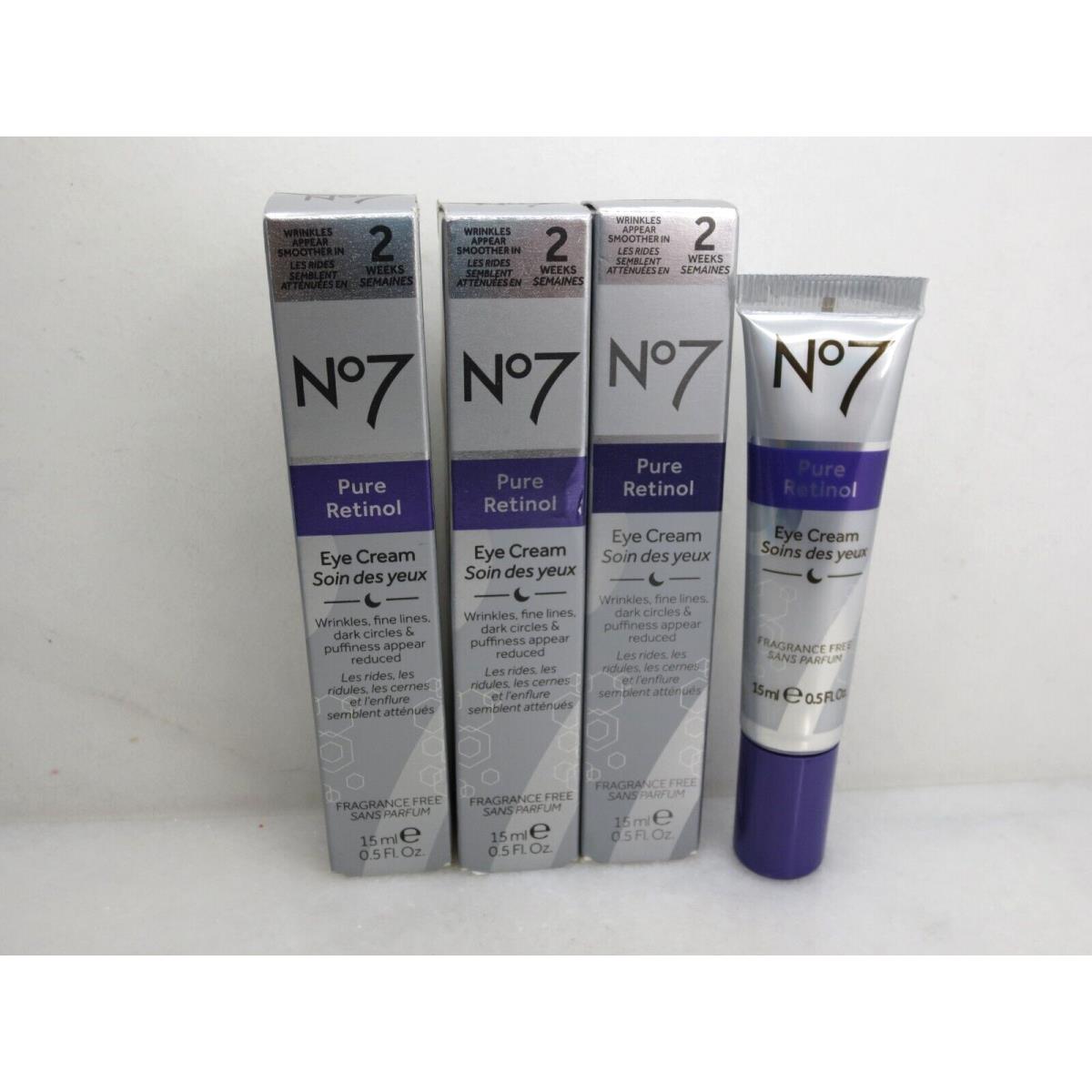 No7 Pure Retinol Eye Cream Fragrance Free 0.5 OZ Boxed Lot OF 3