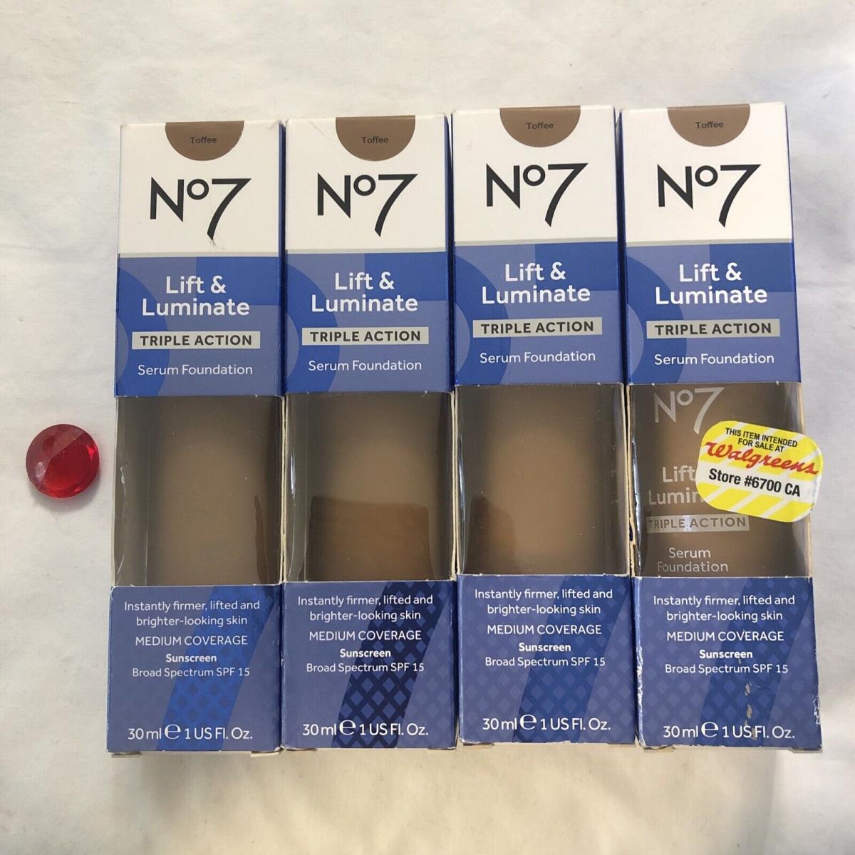 4x No7 Lift Luminate Triple Action Serum Foundation Spf 15 Toffee Exp12/23