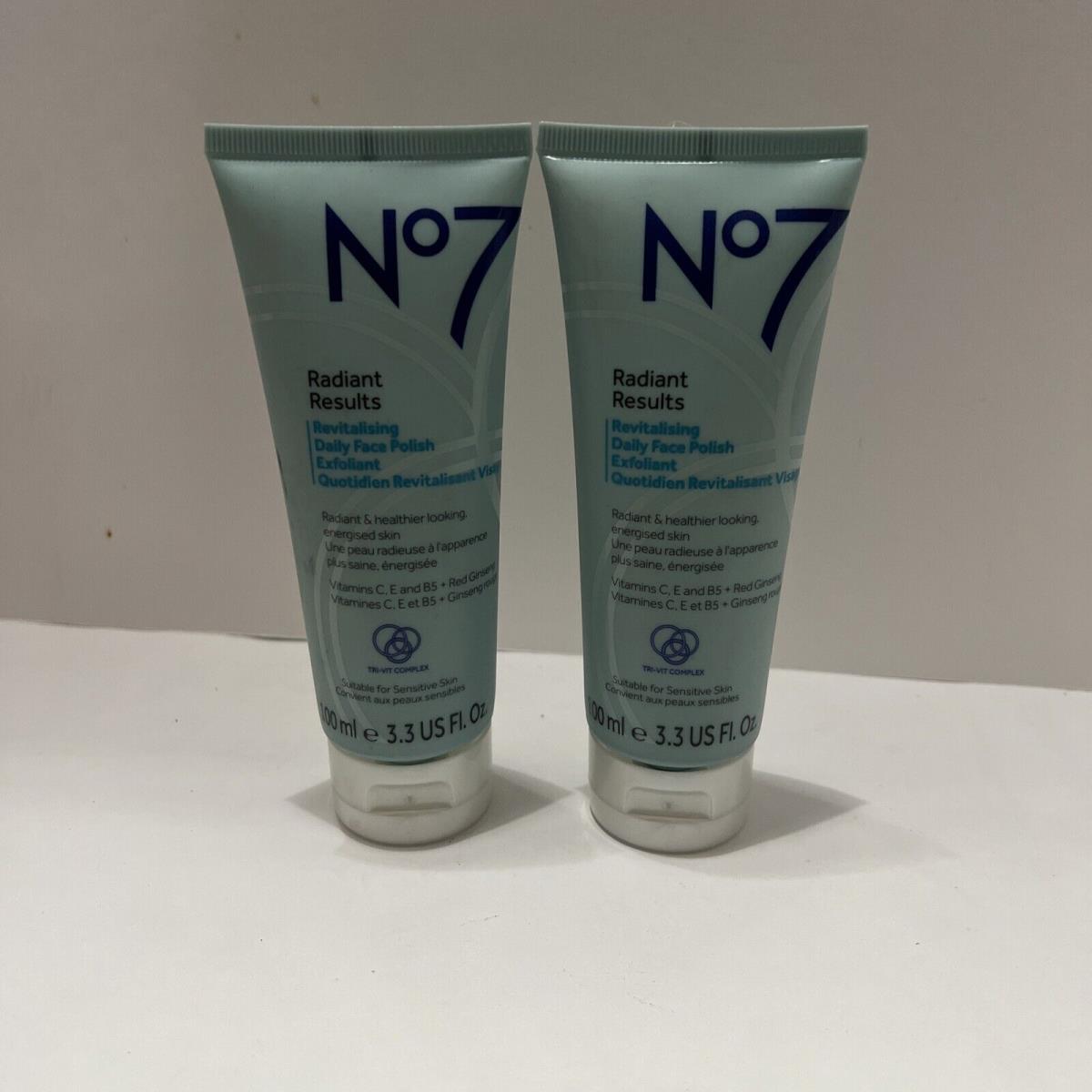 2PK No7 Radiant Results Revitalising Daily Face Polish Exfoliant 3.3 oz