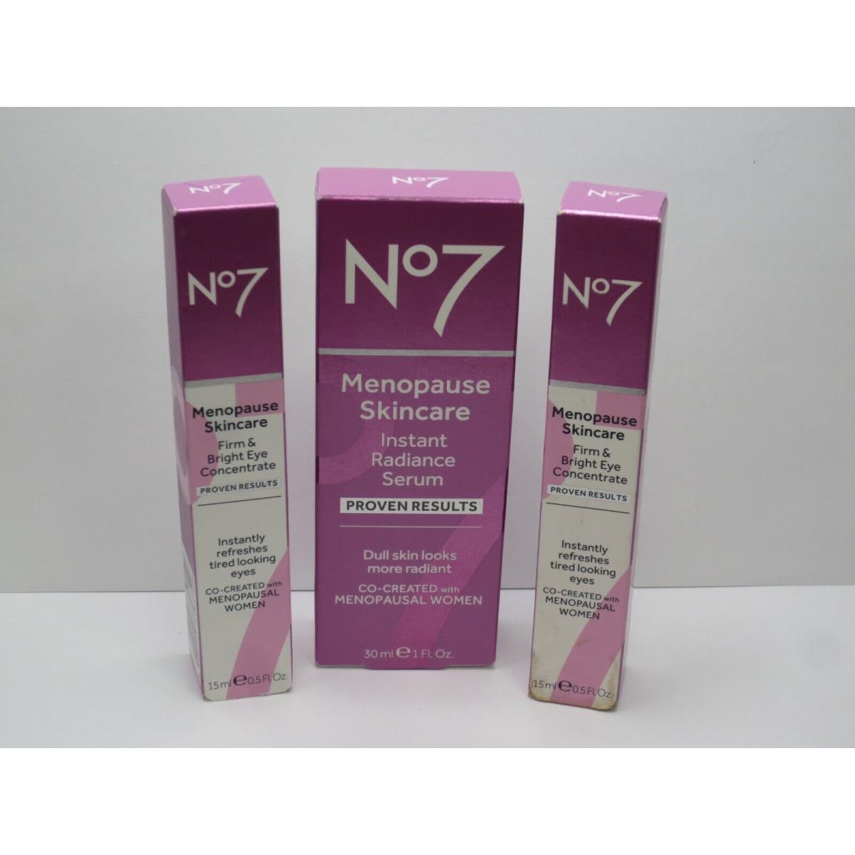 No7 1x Menopause Radiance Serum + 2x Menopause Firm Bight Eye Concentrate