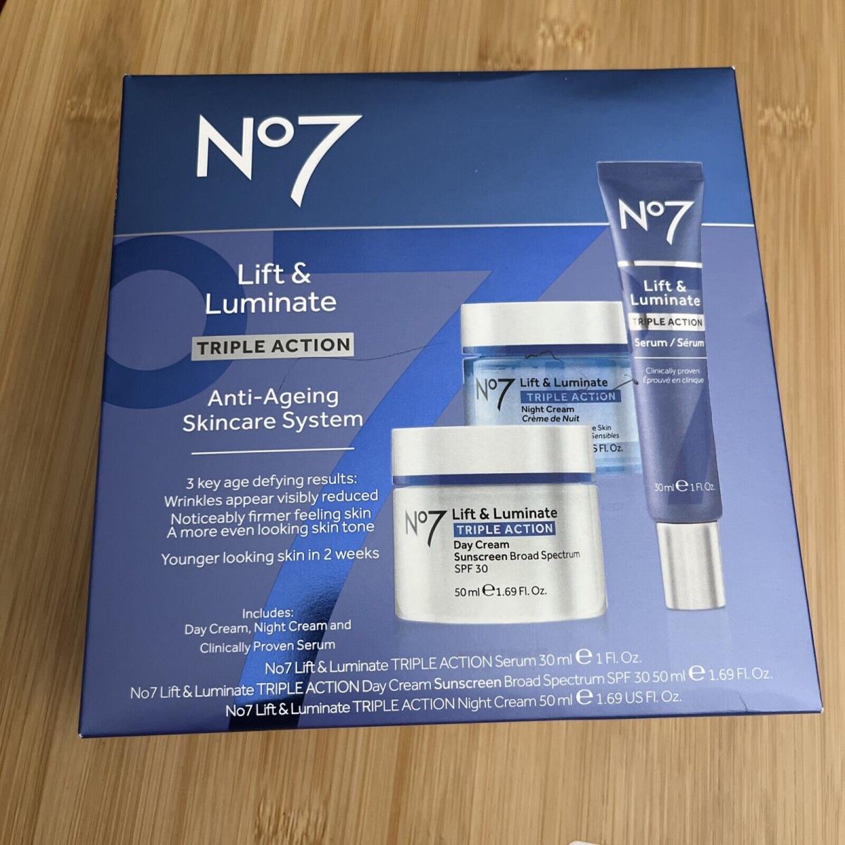 No7 Lift Luminate Triple Action Anti-ageing Skincare System Day Night Serum