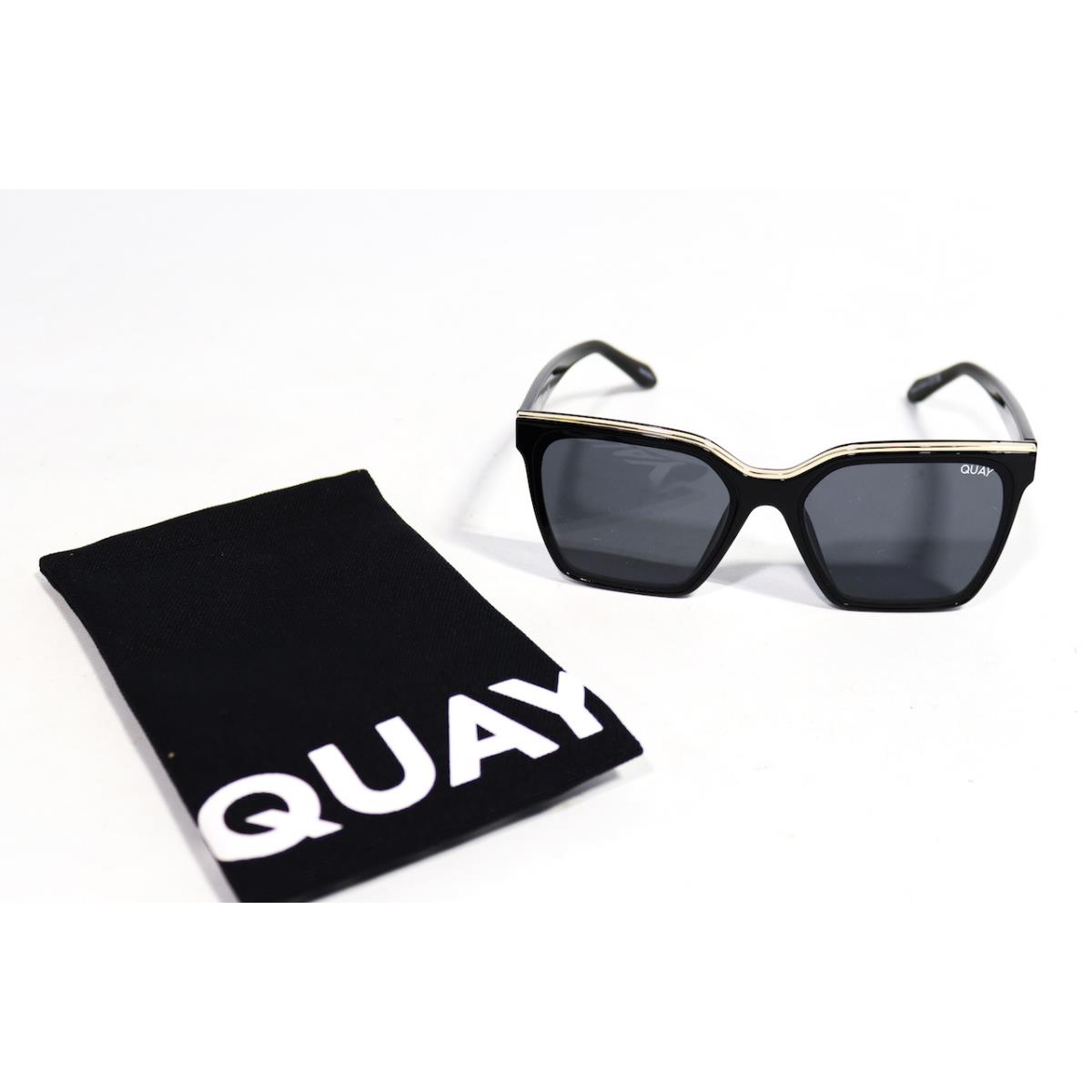 Quay Australia Level Up 55mm Square Sunglasses in Black Gold/smoke