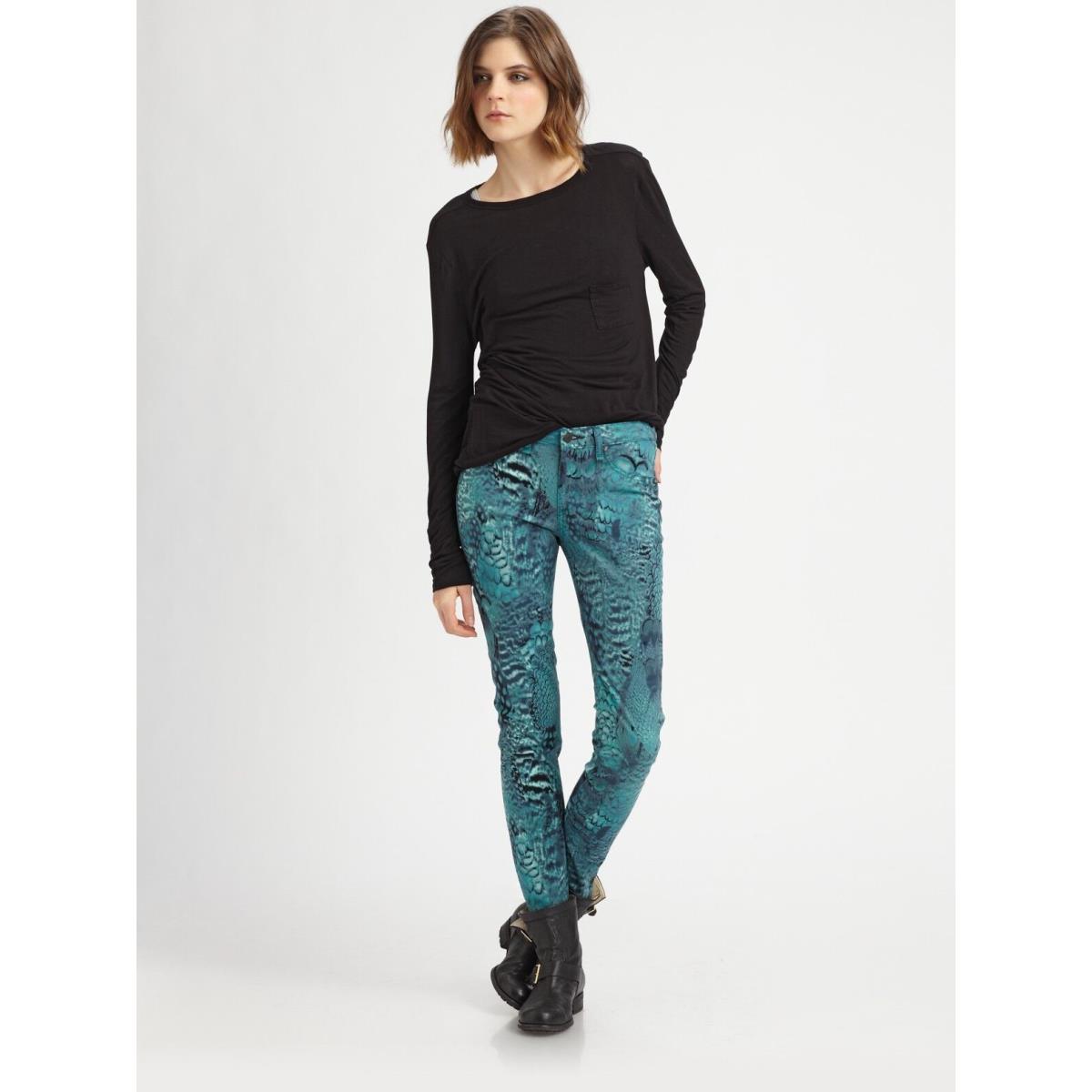 Rag Bone Leggings Skinny Jeans Peacock sz 26 Feather