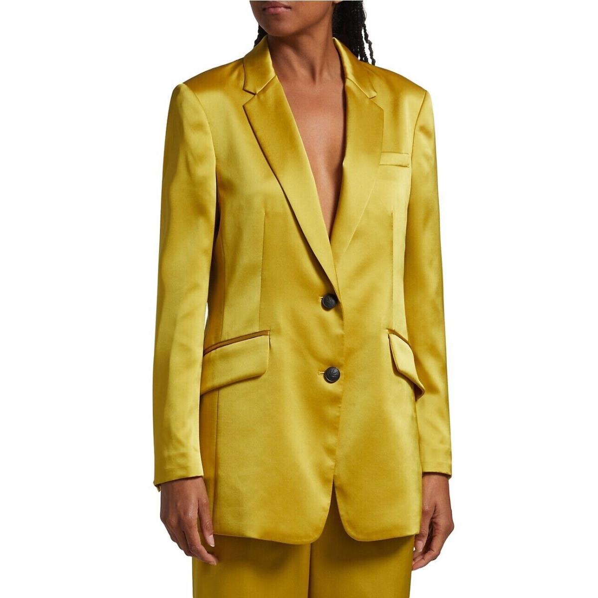 Rag Bone Charles Blazer Size 00 Yellow Satin Double Button Jacket Coat