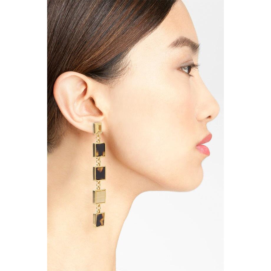 New- Tory Burch `tomi Square` Linear Earrings