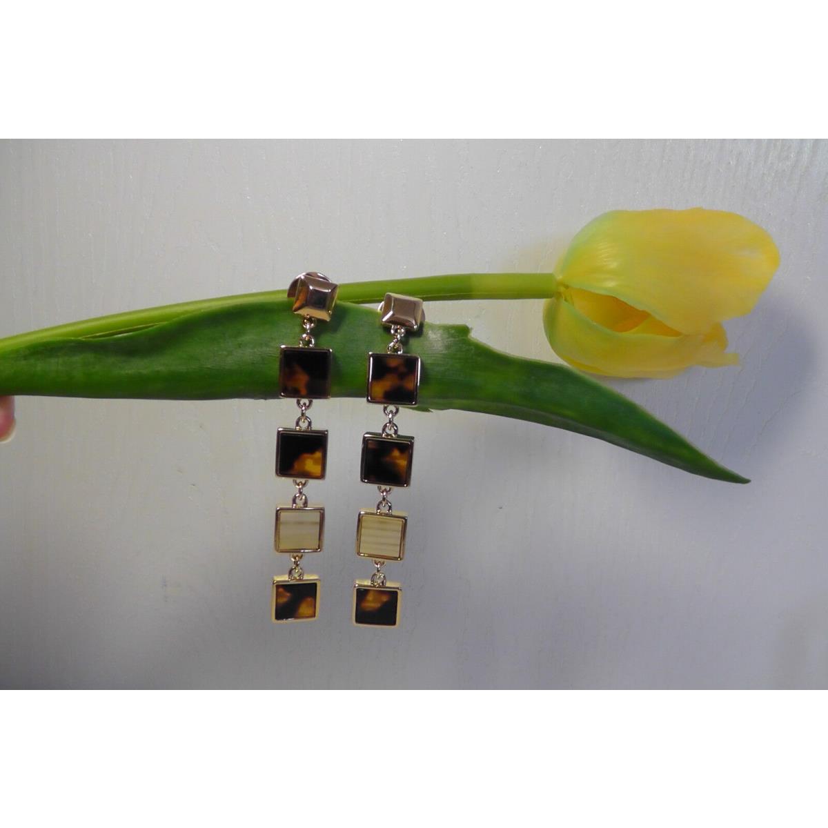 New- Tory Burch `tomi Square` Linear Earrings